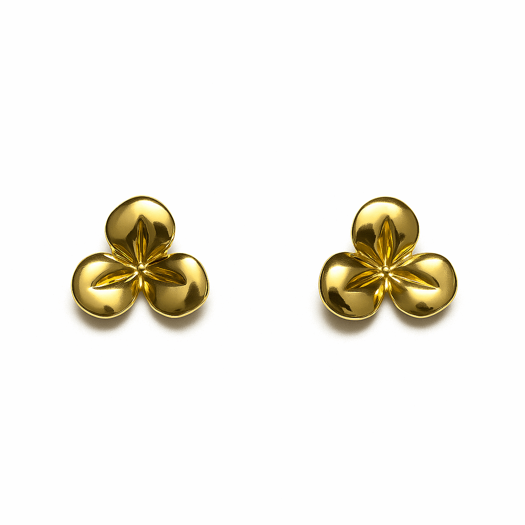 Golden Petal Stud Earrings 🌸 | Elegant Floral Gold Jewelry