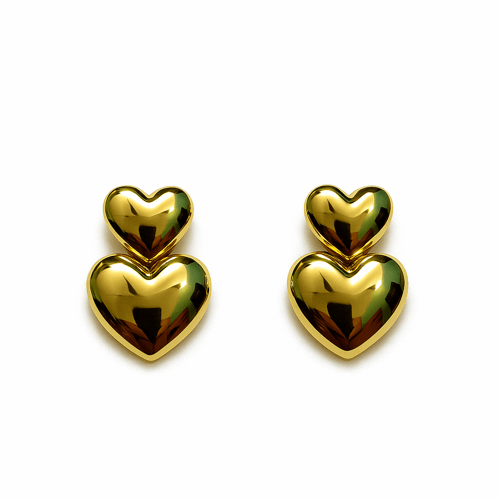 Golden Double Heart Earrings💛