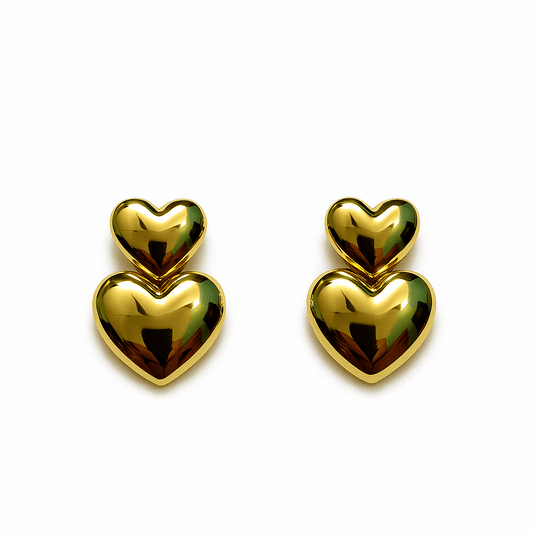 Golden Double Heart Earrings💛