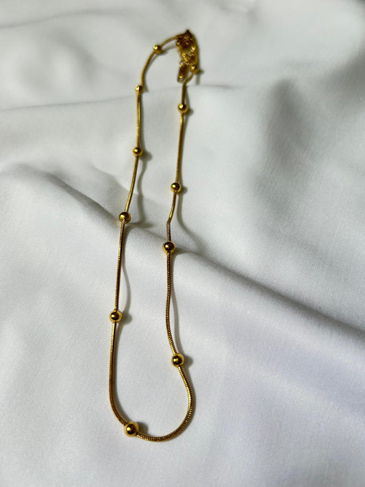 Golden Bead Glide Necklace - 18K Gold Plated
