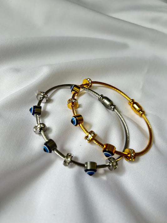 Duo Luxe Evil Eye Cable Bracelets - 18K Gold Plated