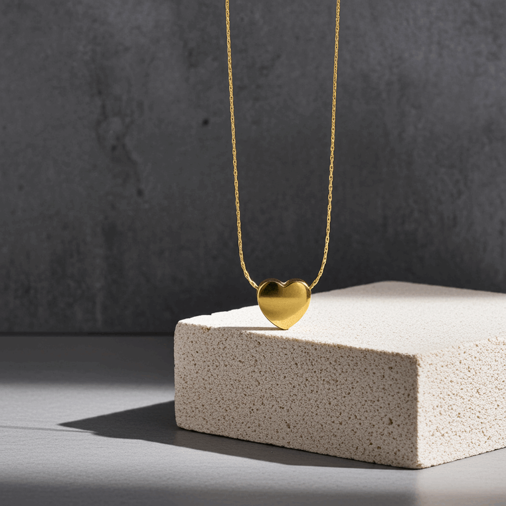 Classic Golden Heart Pendant Necklace - 18K Gold Plated - Ruposhree